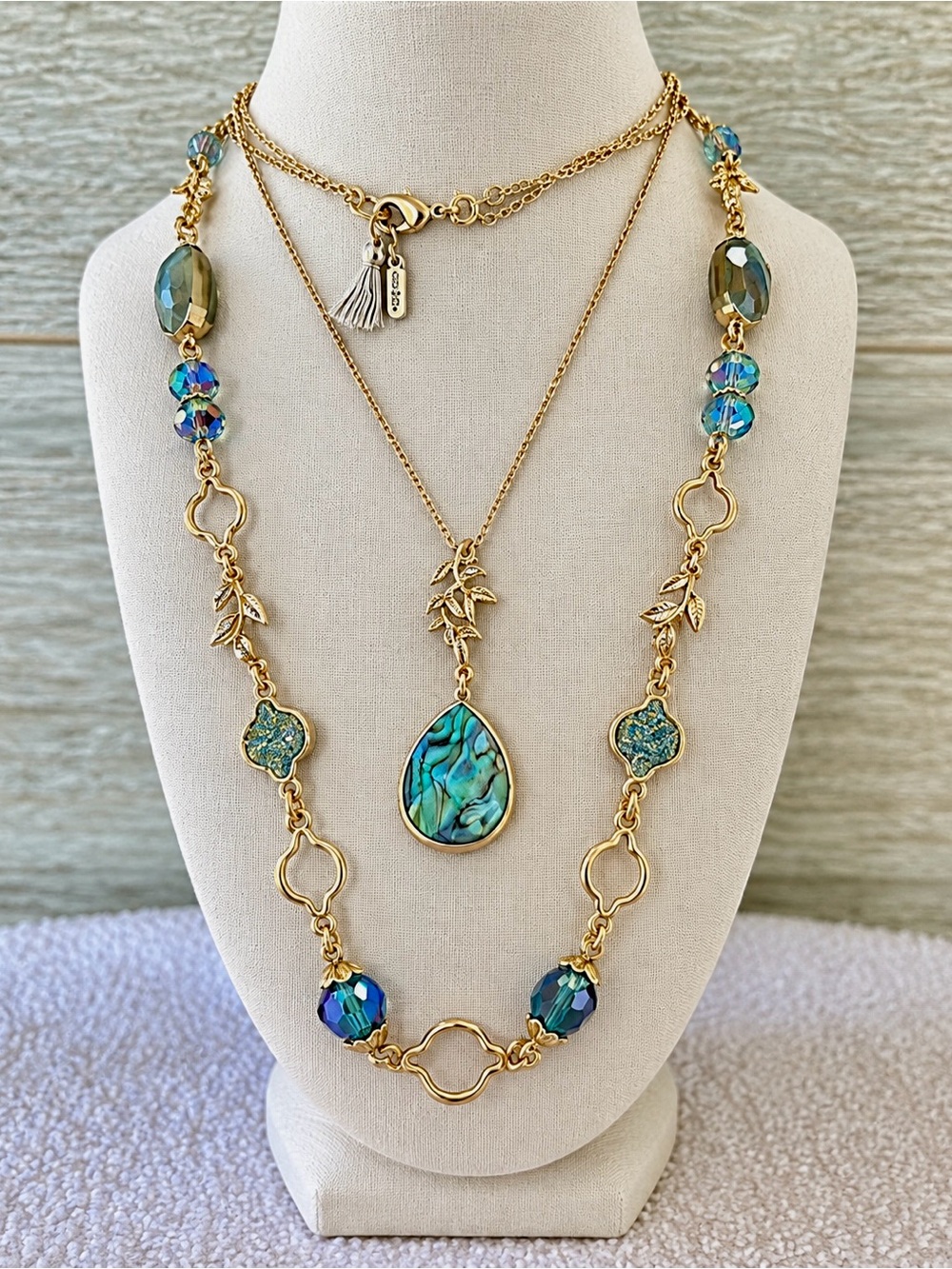 Lonna & Lilly 2-in-1 Abalone & Aurora Borealis Multi-Way Necklace